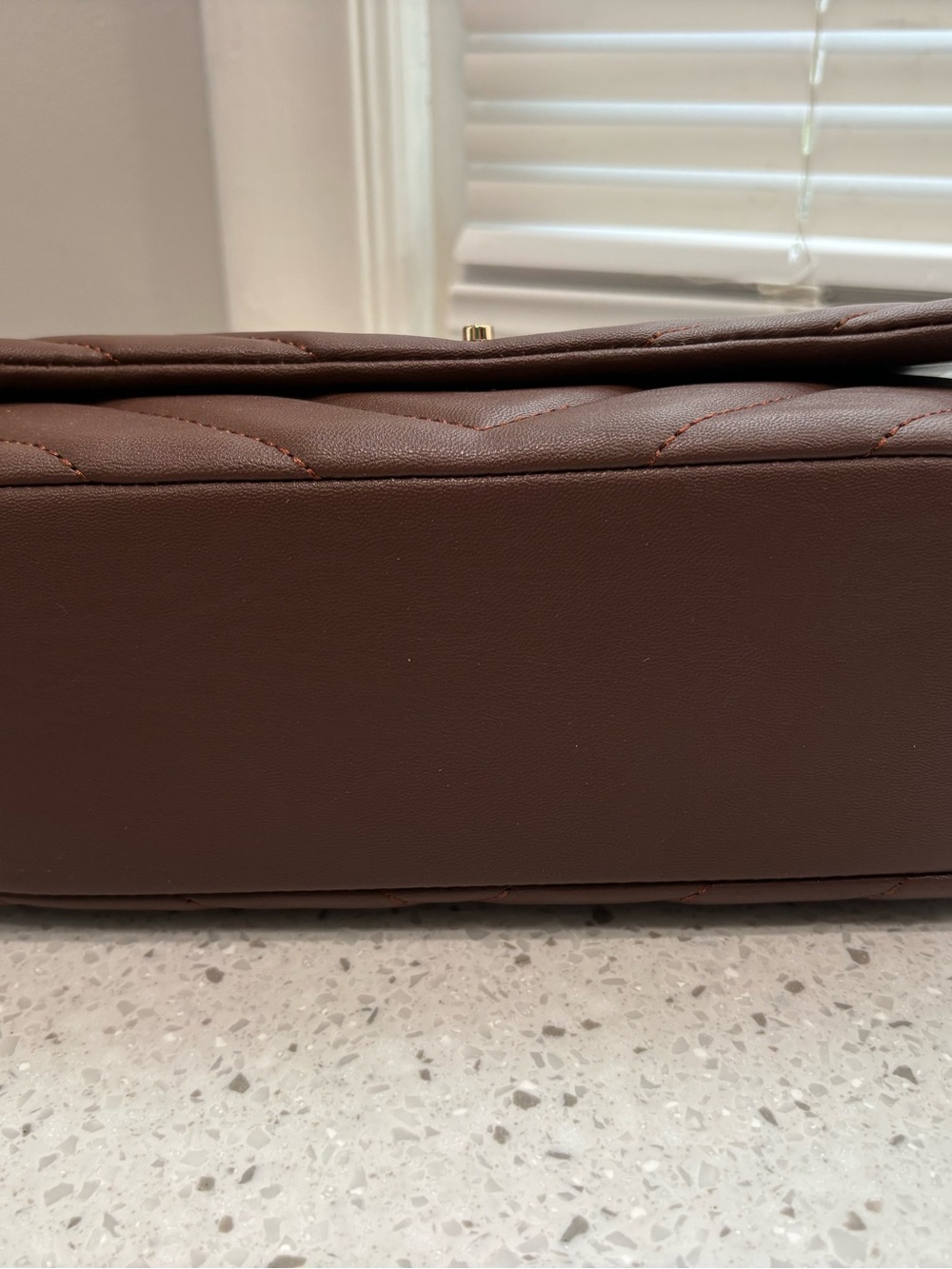 NWT Valentino Orlandi Chocolate Brown Quilted Shoulder Bag with Gold Chain Strap - Picture 9 of 16